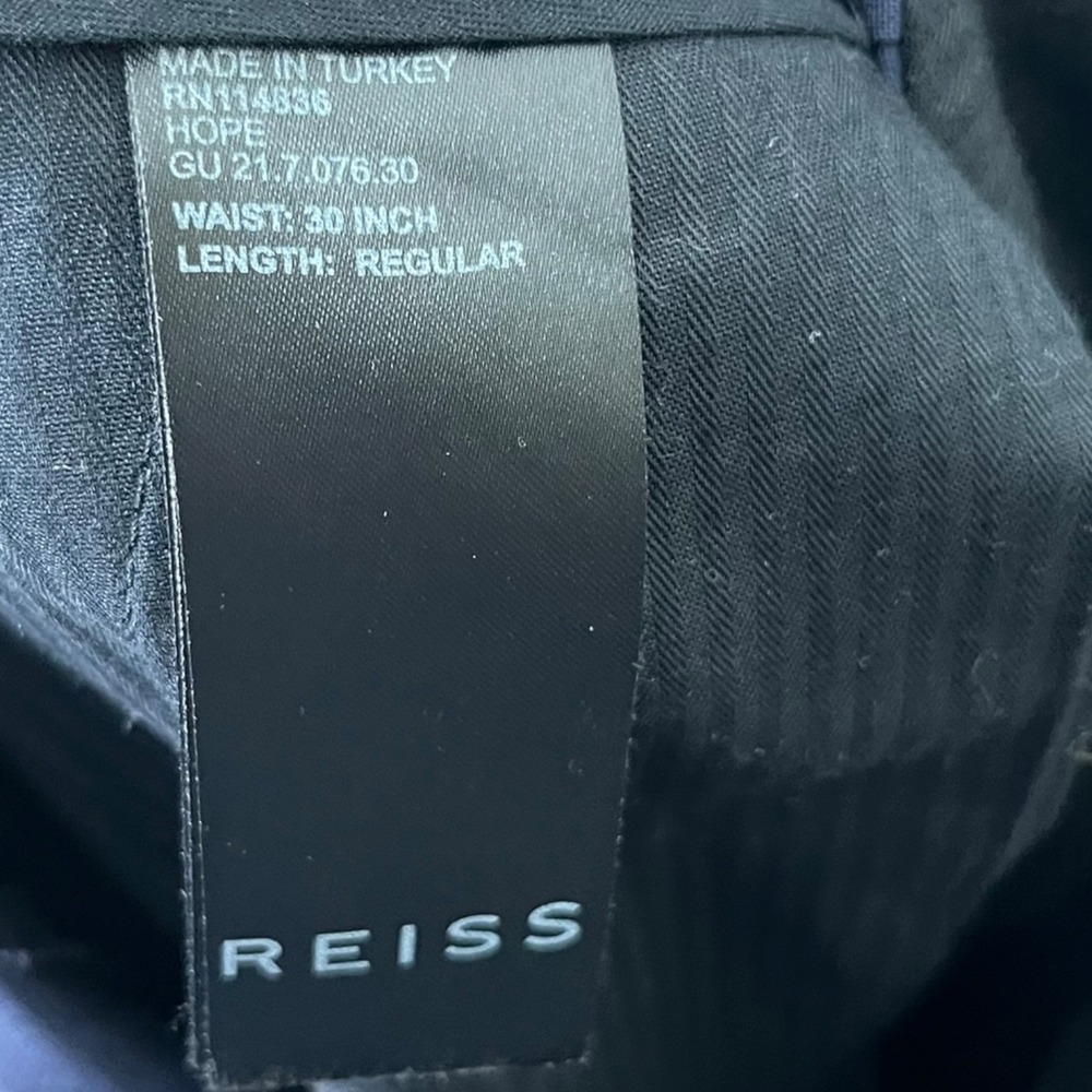 REISS Hope Travel Trousers Men's 30 Navy Modern Fit Wool Blend Tailored - Picture 9 of 9